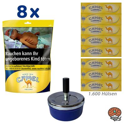 Camel Volumentabak Beutel 8x 96g + 1600 Hülsen + Drehascher