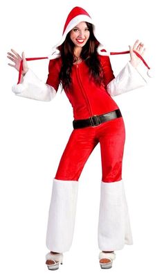 Santa Claus Nikolaus Jumpsuit Weihnachtskostüm Weihnachten Kostüm Damen 32-46