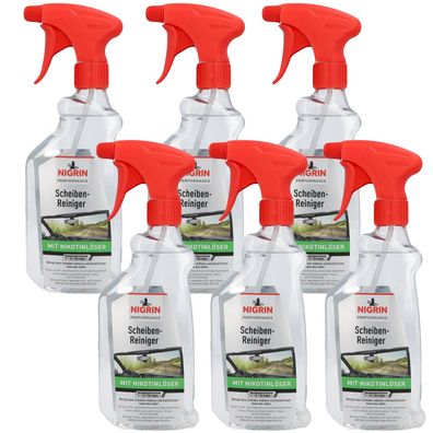6x Nigrin Scheiben-Reiniger mit Nikotinlöser 500ml Spray Glas-Reiniger Reinigung
