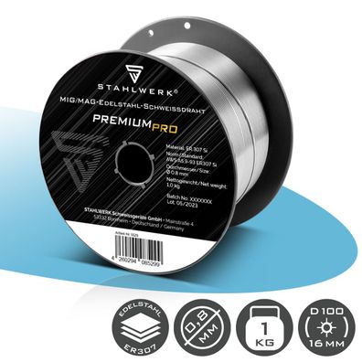 Stahlwerk Schweißdraht MIG MAG Edelstahl ER 307 Si 0,8 mm 1 kg Drahtrolle