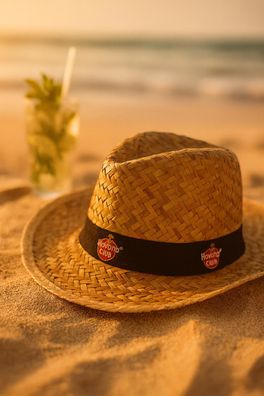 Havana Club Strohhut – Original Sommerhut aus Naturstroh mit Logo-Band, Partyhu