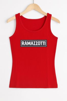 Ramazzotti Damen Tanktop Größe S – Original Marken-Top in Rot mit Logo-Print, E