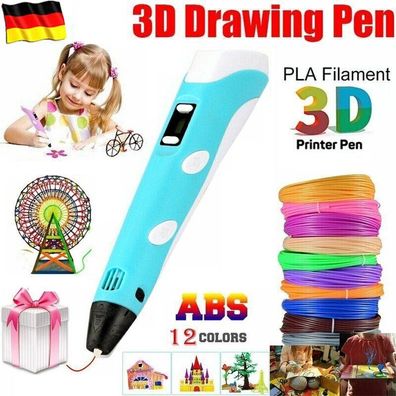 3D Druckstift Kinder DIY 3D Stifte Set 12Farben 36m PLA Filament Printing Pen DE