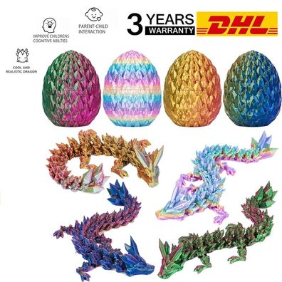 4er Set Drachenei Mit Drache, 3D Drache, 3D Druck Dragons, Drachen Spielzeug NEU