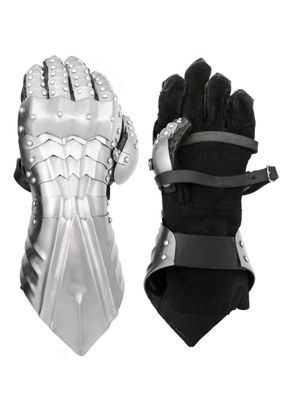 Panzerhandschuhe, blank, vernietet und vernäht