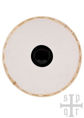 Wikinger Rundschild aus Holz und Segeltuch, mit Eisenbuckel