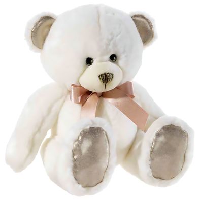 Heunec Bär Pearlie 'Creamie' mit Rosé-Schleife mittel Größe 23 cm