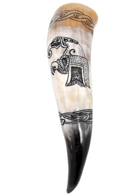 Wikinger-Trinkhorn mit Rabenmotiv