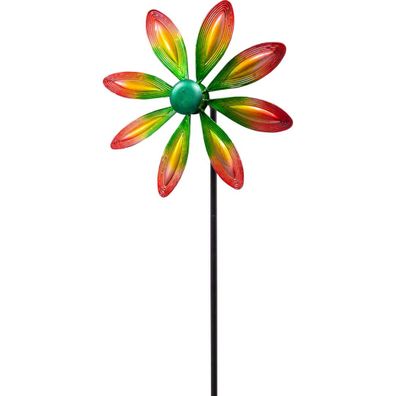 Kinetic Art Metal Wind Spinner: Single Flower - Multi-Color