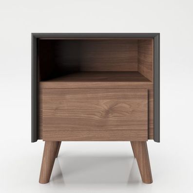 Playboy - Nachttisch "VICTORIA" mit Schublade und Ablagefach, Walnuss Dekor