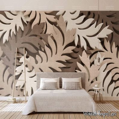 Vlies Fototapete Wandtapete Wandbilder Kreative 3D Blatt Braune Stoffstrukt 4332