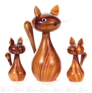 Figur Katzen (3) Höhe = 110mm NEU Holzfigur Ganzjahresfigur