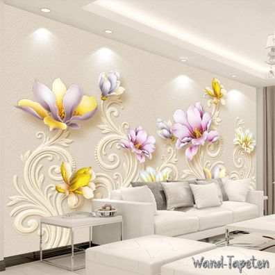 Vlies Fototapete Wandtapete Wandbilder 3D Moderne Geprägte Magnolienblüten 4337