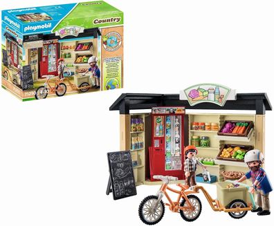 playmobil Country 71250 24-Stunden-Hofladen, Fahrrad mit Anhänger, Lebensmittelladen