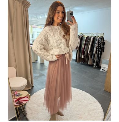 Tüllrock Damen Fiona Altrosa langer Tüll Rock Frau Röcke Damenrock Onesize (XS-XL)