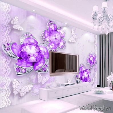 Vlies Fototapete Wandtapete Wandbilder 3D Elegante Luxuriöse Lila Juwelen 4341