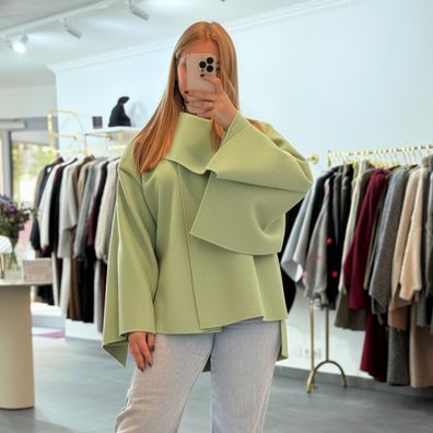 Cape Poncho "Lydia" Hellgrün Onesize (XS-XL) Damen Cape Frauen Frau Winter langarm