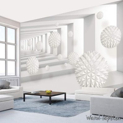 Vlies Fototapete Wandtapete Wandbilder Beigefarbene 3D Polygonkugel Kanal 4342