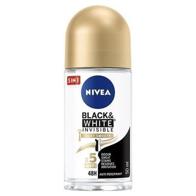Nivea Invisible Schwarz & Weiß Silky Smooth Antitranspirant Roll-On, 50ml