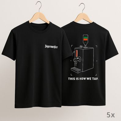 Jägermeister T-Shirt Schwarz Größe L – 5er Set – „This Is How We Tap.“ Original