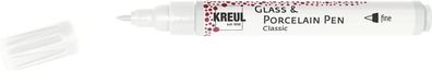 KREUL 16441 - Glass & Porcelain Pen Classic fine, weiß, formstabile Spitze, Strichstä