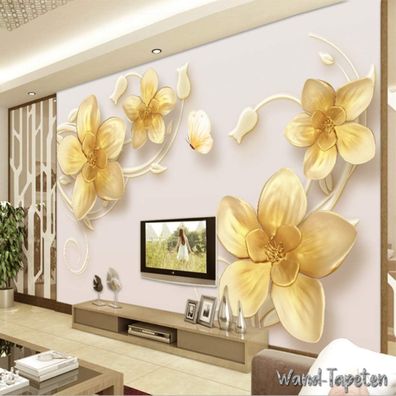 Vlies Fototapete Wandtapete Wandbilder 3D Relief Schmuckblume im Modernen 4344