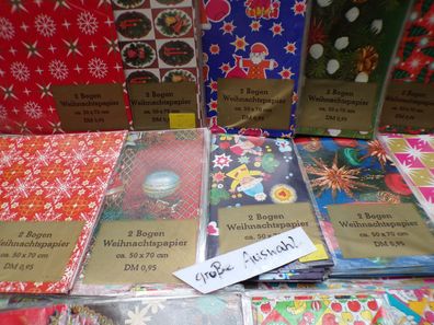 Geschenkpapier DM-Zeit 2 Bogen 50 x 70 cm Engel Strohsterne Instrumente Brokat