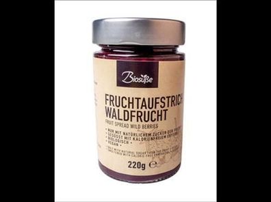 Biosüße 6x BioSüße Bio-Fruchtaufstrich zuckerfrei Waldfrucht 220g Glas 220g