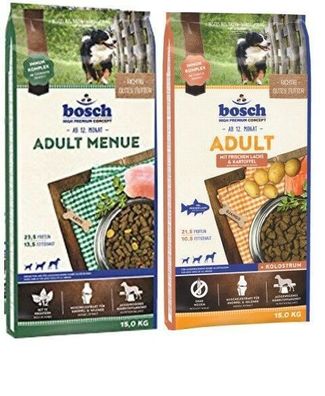 15kg Bosch Adult Menue + 15kg Bosch Adult Lachs & Kartoffel Hundefutter