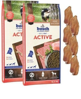 2x15kg Bosch Adult Active + 6 x Kaninchenohren