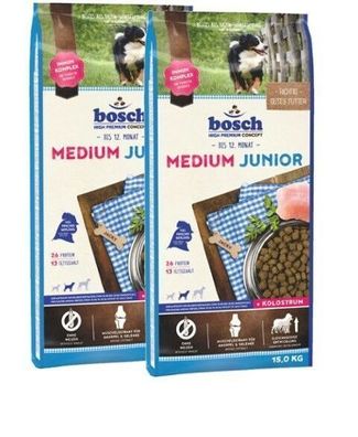 2x15kg Bosch Junior Medium Hundefutter Welpen mittelgroße Rassen