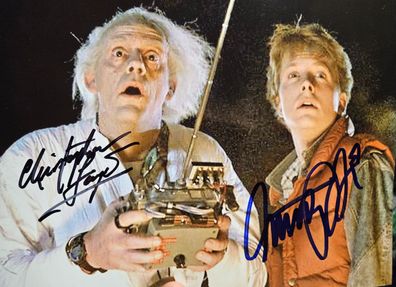 Zurück in die Zukunft Cast Autogramm Christopher Lloyd Michael J. Fox