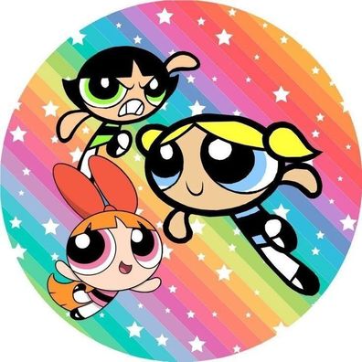 Tortenaufleger Powerpuff Girls Essbar Zuckermasse Tortenbild Deko + 4 Muffin P1