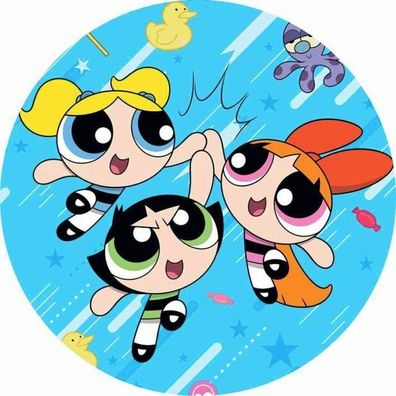 Tortenaufleger Powerpuff Girls Essbar Zuckermasse Tortenbild Deko + 4 Muffin P2