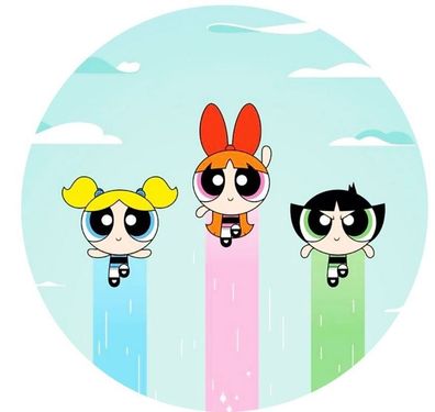 Tortenaufleger Powerpuff Girls Essbar Zuckermasse Tortenbild Deko + 4 Muffin P4