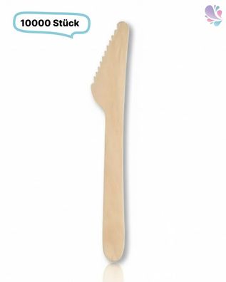 Messer, Holzmesser Einwegbesteck, 10.000 Stk, natur, biologisch abbaubar, 16,5 cm