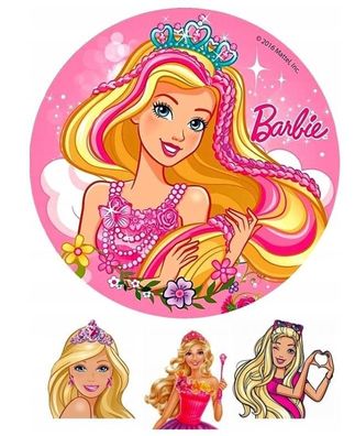 Tortenaufleger Barbie Essbar Zuckermasse Tortenbild Deko + 4 Muffin B1