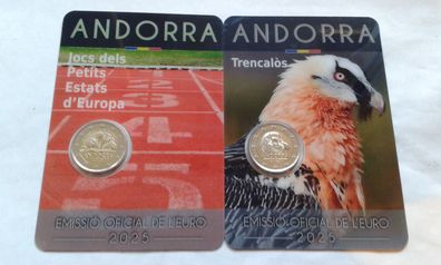 2 x 2 euro 2025 Andorra Bartgeier + Kleinstaatenspiele in coincards