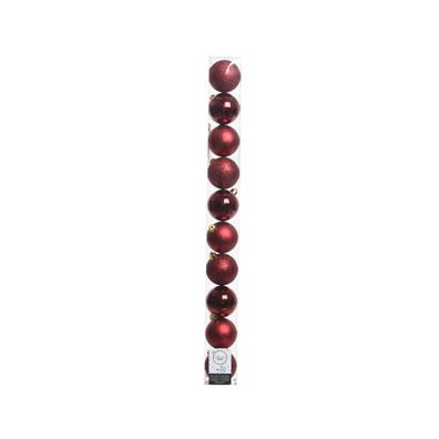 Weihnachtsbaumkugeln Set 10 Stück Ø 6 cm dunkelrot bruchsicher ohne Aufhänger