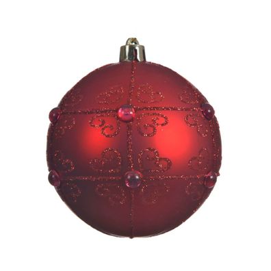 Weihnachtsbaumkugel Ø 8 cm weihnachtsrot bruchsicher Ornament ohne Aufhänger