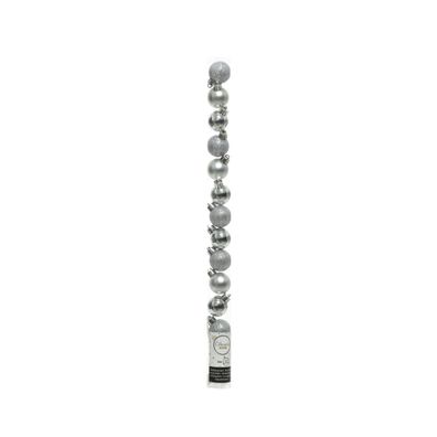 Weihnachtsbaumkugeln Set 14 Stück Ø 3cm silber glanz matt glitter ohne Aufhänger