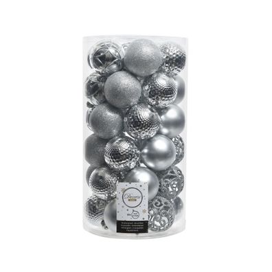 Weihnachtsbaumkugeln Set 37 Stück Ø 6 cm silber Ornament Mix ohne Aufhänger