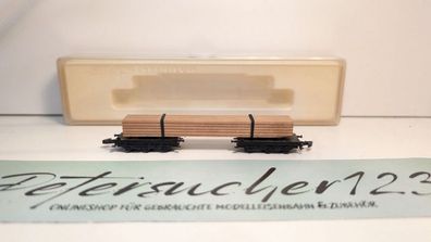 Märklin Z DC 8619 Langholzwagen / zweiteilig, mit Kantholz beladen / OVP