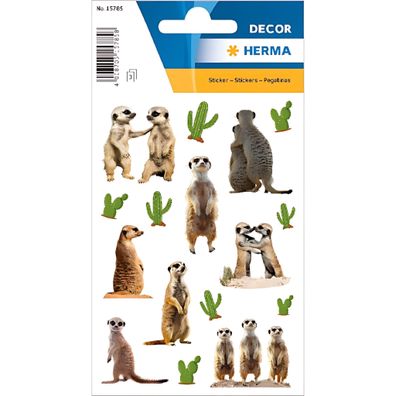 Herma Sticker DECOR Tiere Erdmännchen 3 Bl