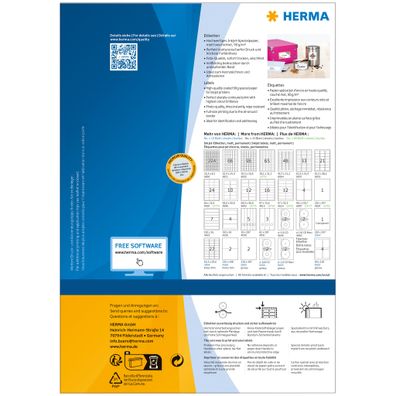 HERMA 10782 Universal Etiketten für Inkjet Drucker, 80 Blatt, 210 x 297 mm, 1 pro A4