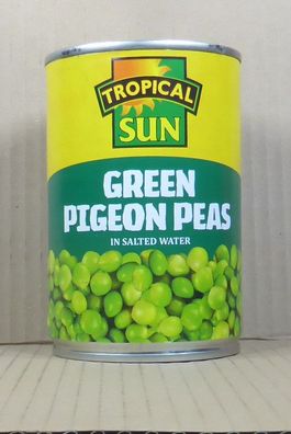 425gr. Green Pigeon Peas / Taubenerbsen in Salzwasser von Tropical Sun, Jamaika