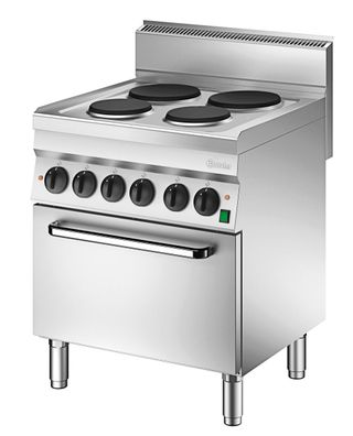 Bartscher Gastro Elektroherd Herd 4 Platten mit Umluft Backofen 700 x 650 x 870