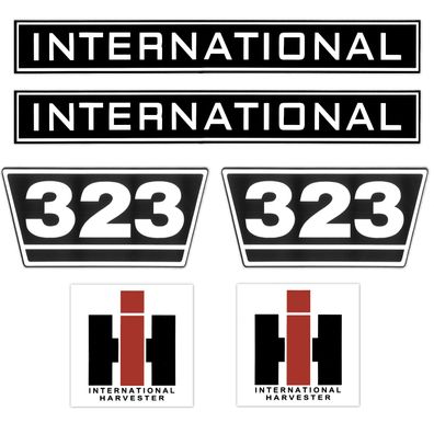 IHC International 323 Schwarz Weiß Klein Traktor Schlepper Aufkleber Klebefolie