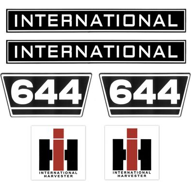 IHC International 644 Schwarz Weiß Klein Traktor Schlepper Aufkleber Klebefolie