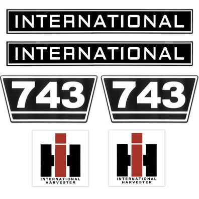 IHC International 743 Schwarz Weiß Klein Traktor Schlepper Aufkleber Klebefolie